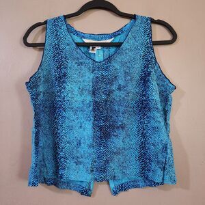 Blue Sky Design Womens Sleeveless Top Size S Jrs Blue Snake Print Zip Back